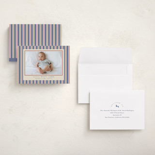 This is a lake petite birth announcements with standard by Robert and Stella called colorful stripes printing on signature in petite