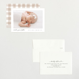 This is a snow petite birth announcements with standard by Pixel and Hank called edgy printing on signature in petite