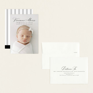 This is a noir petite birth announcements with standard by Ashlee Townsend called enchanted love printing on signature in petite