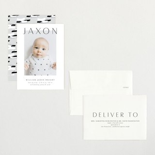 This is a ash petite birth announcements with standard by Lehan Veenker called lift printing on recycled smooth signature in petite