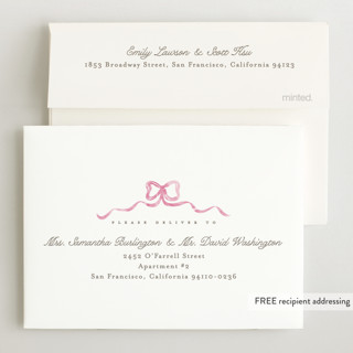 This is a peony petite birth announcements with standard by Creo Study called squiggle bow printing on signature in petite