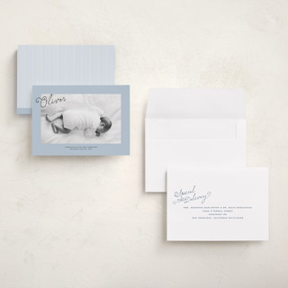 This is a powder petite birth announcements with standard by Jenna Holcomb called nostalic handwriting printing on signature in petite