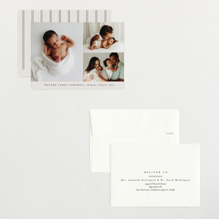 This is a cloud petite birth announcements with standard by Brianne Larsen called sweet three printing on signature in petite