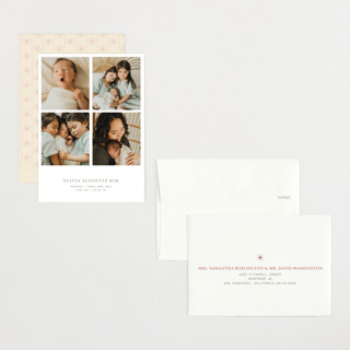 This is a snow petite birth announcements with standard by Bramble Studio called love in a grid printing on signature in petite