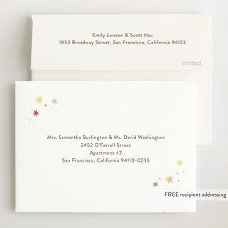 This is a strawberry petite birth announcements with standard by Megan Davis called constellation printing on signature in petite