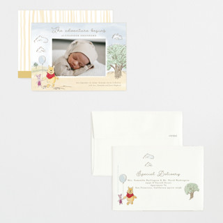 This is a sand petite birth announcements with standard by frau brandt called winnie adventure printing on signature in petite