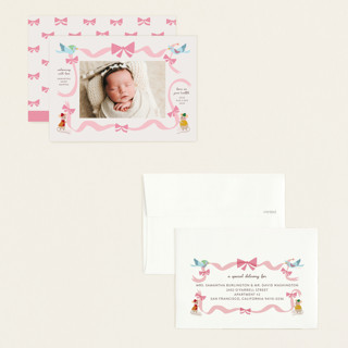 This is a blush petite birth announcements with standard by Lori Wemple called disney cinderella birth announcement printing on signature in petite