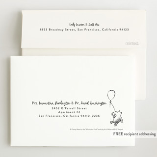 This is a ink petite birth announcements with standard by Pink House Press called disney's classic pooh printing on signature in petite