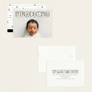 This is a ink petite birth announcements with standard by Heather Schertzer called silly old bear printing on signature in petite