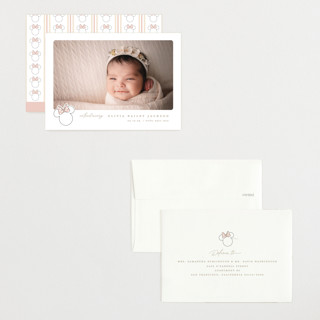 This is a peony petite birth announcements with standard by Creo Study called disney's minnie's bow printing on signature in petite