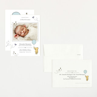 This is a cloud petite birth announcements with standard by Heather Schertzer called disney sweetest adventure printing on signature in petite