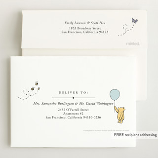 This is a cloud petite birth announcements with standard by Heather Schertzer called disney sweetest adventure printing on signature in petite