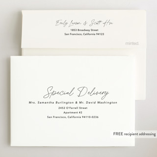 This is a charcoal petite birth announcements with standard by Stacey Meacham called swaddle printing on recycled smooth signature in petite