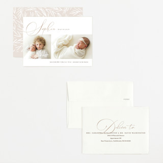 This is a oat petite birth announcements with standard by Pixel and Hank called classic twist printing on recycled smooth signature in petite
