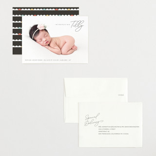 This is a raven petite birth announcements with standard by Olivia Raufman called nickname intro printing on recycled smooth signature in petite