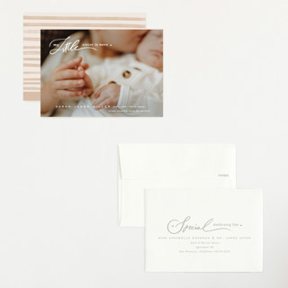 This is a cotton petite birth announcements with standard by Creo Study called sibling intro printing on signature in petite