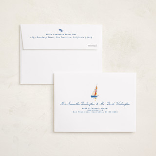 This is a maritime petite birth announcements with standard by Corinne Malesic called little sail boat printing on signature in petite
