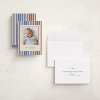 This is a lake petite birth announcements with standard by Robert and Stella called colorful stripes printing on signature in petite