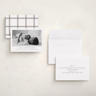 This is a fawn petite birth announcements with standard by Megan Davis called soho printing on signature in petite
