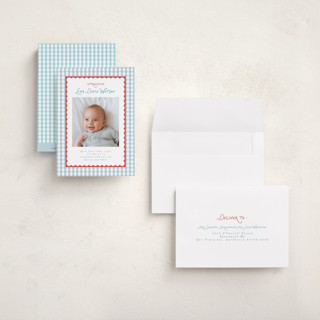This is a picnic petite birth announcements with standard by Christy Hy Lee called playful pattern printing on signature in petite