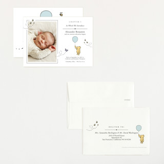 This is a cloud petite birth announcements with standard by Heather Schertzer called disney sweetest adventure printing on recycled smooth signature in petite
