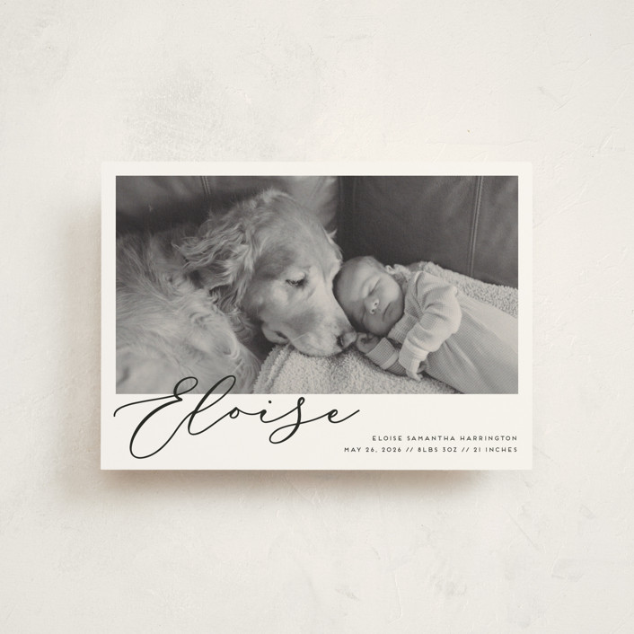 "First-Name Basis" - Modern Birth Announcement Postcards in Onyx by Genna Blackburn.