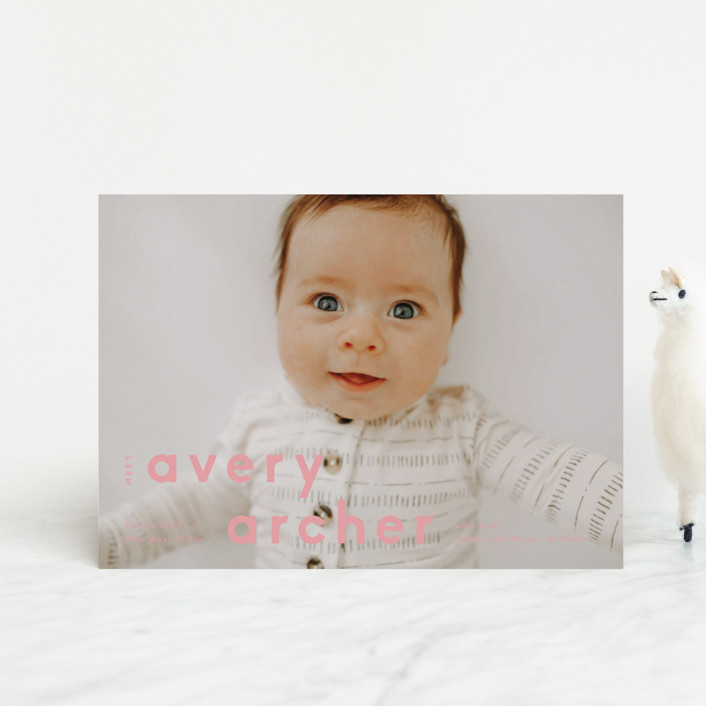 Modern Name Birth Announcement Postcards by Robin Ott Minted