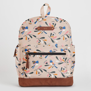 This is a peach backpacks by Tati Abaurre called pink flight in lower case
