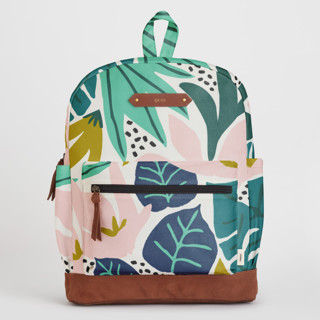 This is a flora backpacks by Iveta Angelova called tropical abstract in lower case