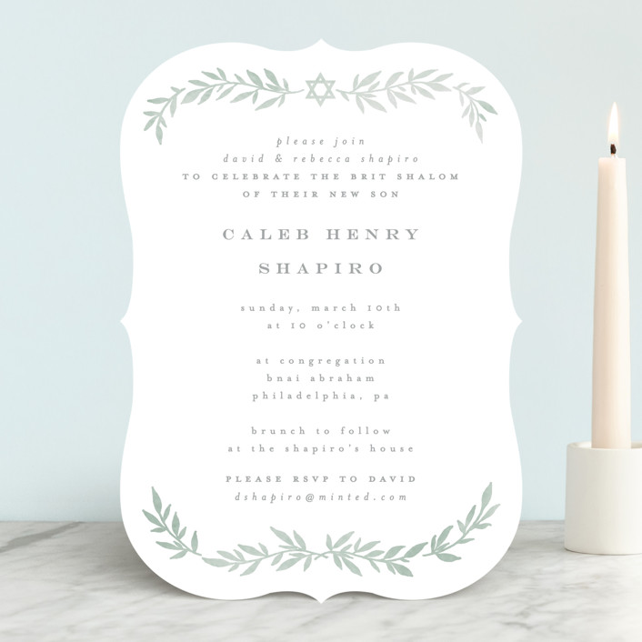 Simple Foliage Bris And Baby Naming Invitations By Everett Paper
