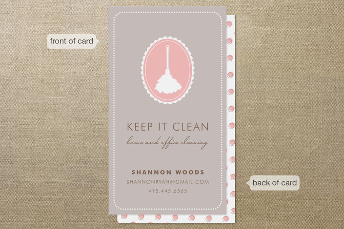 "Keep It Clean" - Vintage Business Cards in Blush by SimpleTe Design.
