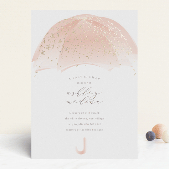 sparkling umbrella foil pressed baby shower invita minted