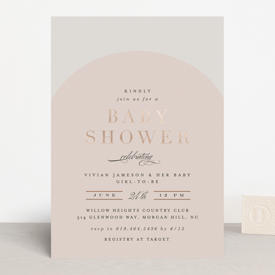 Soft Arch FoilPressed Baby Shower Invitations by Erica Krystek Minted