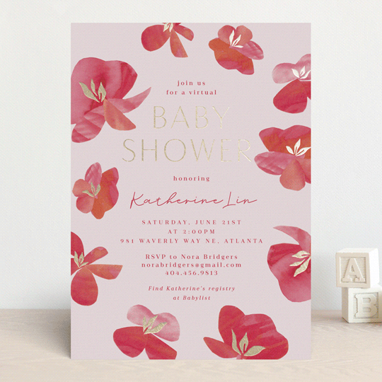 Pretty Petals FoilPressed Baby Shower Invitations by Olivia Raufman