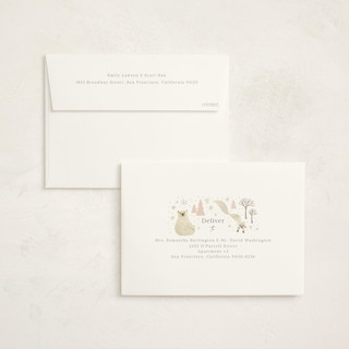 This is a blush foil stamped baby shower invitations with foil pressed by Jennifer Wick called arctic friends printing on signature in standard