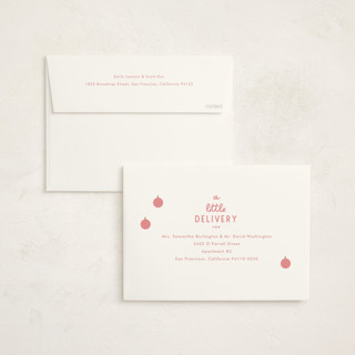 This is a bubblegum foil stamped baby shower invitations with foil pressed by Baumbirdy called a little pumpkin printing on signature in standard