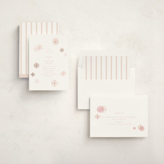 This is a peony foil stamped baby shower invitations with foil pressed by Baumbirdy called snowflakes printing on signature in standard