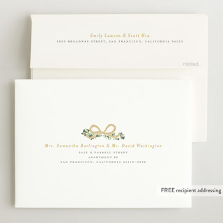 This is a butter foil stamped baby shower invitations with foil pressed by Itsy Belle Studio called ribbonly frame printing on signature in standard