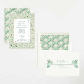This is a mint foil stamped baby shower invitations with foil pressed by Elly called winter cottage printing on signature in standard
