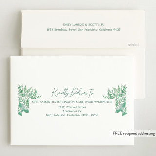 This is a mint foil stamped baby shower invitations with foil pressed by Elly called winter cottage printing on signature in standard