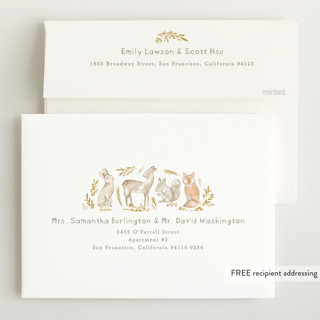 This is a carrot foil stamped baby shower invitations with foil pressed by Creo Study called vintage woodland printing on signature in standard