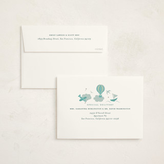 This is a sky foil stamped baby shower invitations with foil pressed by Jennifer Holbrook called our journey printing on signature in standard
