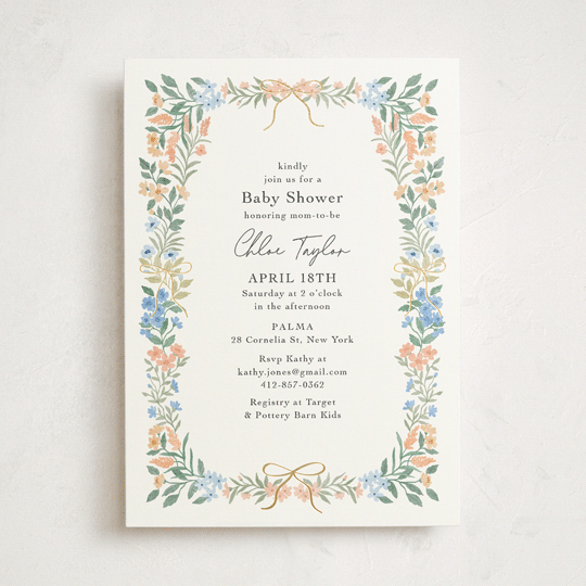 "Sweet Garden" - Foil-pressed Baby Shower Invitations in Pastel by Elly.