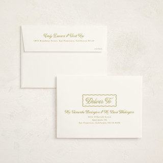 This is a lemonade foil stamped baby shower invitations with foil pressed by Brianne Larsen called scalloped gingham printing on signature in standard