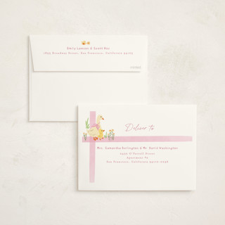 This is a rose foil stamped baby shower invitations with foil pressed by Creo Study called vintage goose printing on signature in standard