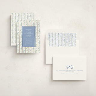 This is a cornflower foil stamped baby shower invitations with foil pressed by Erin L. Wilson called dorothy printing on signature in standard