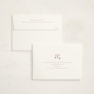 This is a petal foil stamped baby shower invitations with foil pressed by Stacey Meacham called gingham mobile printing on signature in standard