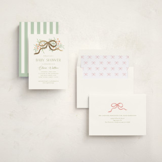 This is a blush foil stamped baby shower invitations with foil pressed by Paper Raven Co. called sweet child printing on signature in standard
