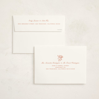 This is a coral foil stamped baby shower invitations with foil pressed by Pati Cascino called ciao baby printing on signature in standard