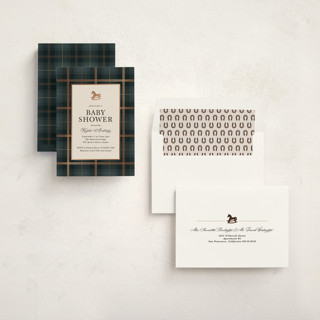 This is a juniper foil stamped baby shower invitations with foil pressed by Kate Ahn called wesley printing on signature in standard